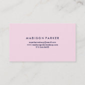 Modern Navy Blue Geometric op Blush Pink Visitekaartje (Achterkant)