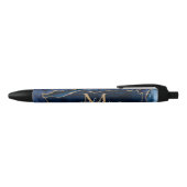 Modern Navy Blue Gold Agate Geode Chic Monogram Zwarte Inkt Pen (Bovenkant)