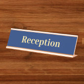 Modern Navy Blue Gold Business Kantoor Receptie Bureau Naambordje