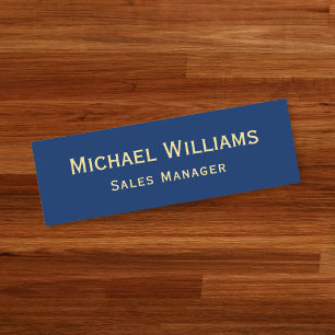 Modern Navy Blue Gold Employee Business Kantoor ID Naamplaatje