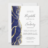 Modern Navy Blue Gold Ink Wedding Invitation (Devant)