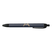 Modern Navy Blue Gold Monogram Script Naam Initiaa Zwarte Inkt Pen (Bodem)