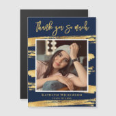 Modern Navy Blue Gold Script Eenvoudig AFSTUDEERDE (Voorkant / Achterkant)