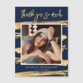 Modern Navy Blue Gold Script Eenvoudig AFSTUDEERDE (Voorkant)