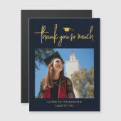 Modern Navy Blue Gold Script Eenvoudig AFSTUDEERDE (Voorkant / Achterkant)