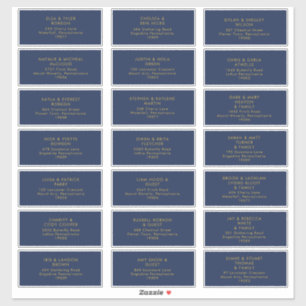 Modern Navy Blue Gold Wedding Guest Address Sticker