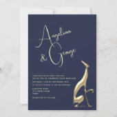 Modern Navy Blue Gold Wedding Invitation Kaart (Voorkant)