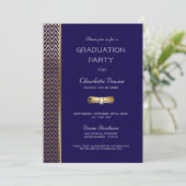 Modern Navy Blue Graduation Party Kaart (Staand voorkant)