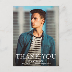 Modern Navy Blue Guy Foto Afstuderen Hartelijk dan Briefkaart