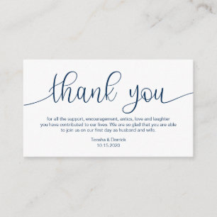 Modern Navy Blue Hand Lettered, Wedding Dank je Informatiekaartje