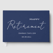 Modern Navy Blue Happy Retirement Personalized  Gastenboek (Voorkant)
