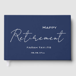 Modern Navy Blue Happy Retirement Personalized  Gastenboek