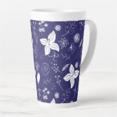 Modern Navy Blue Kerstmis Latte Mok (Rechterhoek)