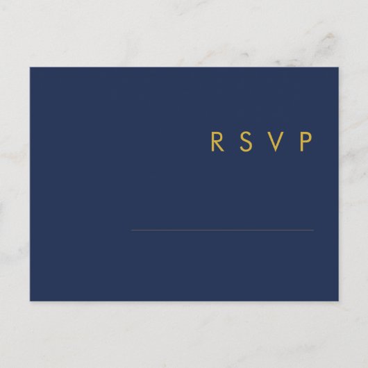 Modern Navy Blue | Keuze uit Gold Menu RSVP-Briefk (Voorkant)
