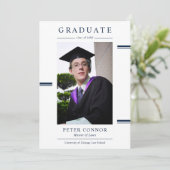 Modern Navy Blue Layer Afstuderen Kaart (Staand voorkant)