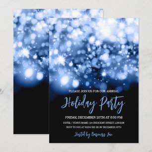 Modern Navy Blue Lights Corporate Holiday Party Kaart