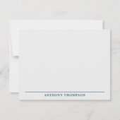 Modern Navy Blue Line Stationery Notitiekaartje (Voorkant)