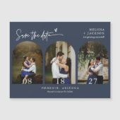 Modern Navy Blue Minimal Save the Date Arch Photo (Voorkant)