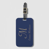 Modern Navy Blue Monogram Naam Reis Vakantie Bagagelabel (Voorkant (verticaal))