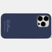 Modern Navy Blue Monogram Naam Script Case-Mate iPhone Case (Achterkant (horizontaal))