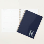 Modern Navy Blue Monogram script Planner (Display)