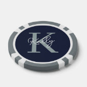 Modern Navy Blue Monogram script Poker Chips (Enkel)