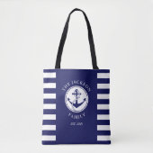 Modern Navy Blue Nautical Anchor Draagtas (Voorkant)