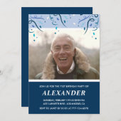 Modern Navy Blue Photo Man 71ste verjaardag Kaart (Voorkant / Achterkant)