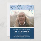 Modern Navy Blue Photo Man 77e verjaardag Kaart (Voorkant)