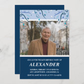 Modern Navy Blue Photo Man 84ste verjaardag Kaart