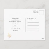 Modern Navy Blue Pine Bough Floral Gold Script Feestdagenkaart (Achterkant)