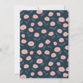 Modern Navy Blue Pink Boho Floral Bat Mitzvah Kaart (Achterkant)