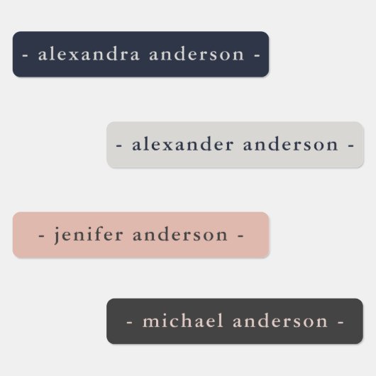 Modern Navy Blue Platinum Roos Waterdichte Naam Labels (Groep)