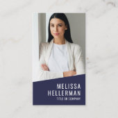 Modern Navy Blue Professionele QR Code Foto Logo Visitekaartje (Voorkant)