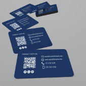 Modern Navy Blue QR Code Photo Networking Visitekaartje