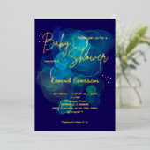 Modern Navy Blue Real Gold Folie Uitnodiging (Staand Voorkant)