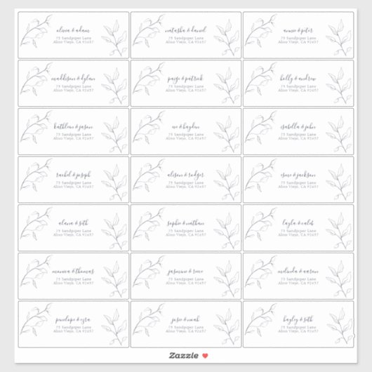 Modern Navy Blue Script Botanical Guest Address Sticker (Vel)