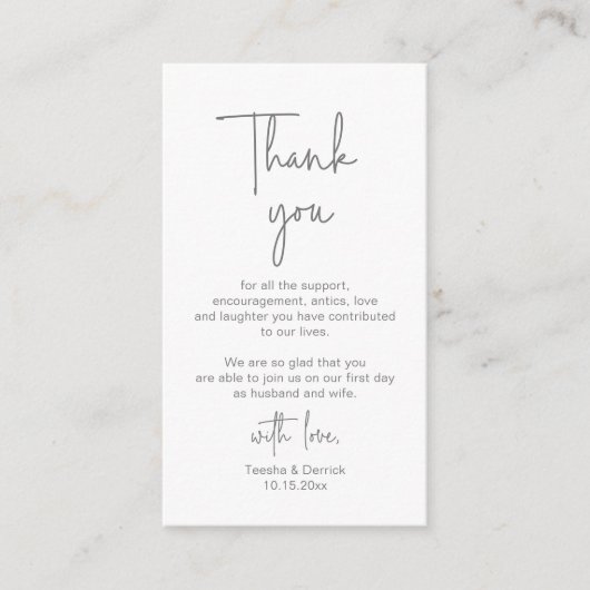 Modern Navy Blue Script, bruiloft Dank je Informatiekaartje (Voorkant)