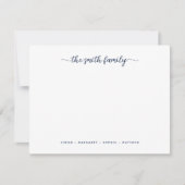 Modern Navy Blue Script Family Stationery Notitiekaartje (Voorkant)