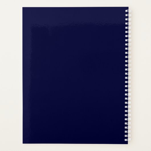 Modern Navy Blue Script Monogram Planner (Achterkant)