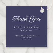 Modern Navy Blue Script Photo Baptisme Hartelijk d Bedankjes Labels (Achterkant)