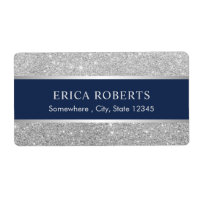 Modern Navy Blue & Silver Glitter Beauty Salon