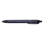 Modern Navy Blue Silver Monogram Zwarte Inkt Pen (Bodem)