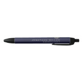 Modern Navy Blue Silver Monogram Zwarte Inkt Pen (Bodem)