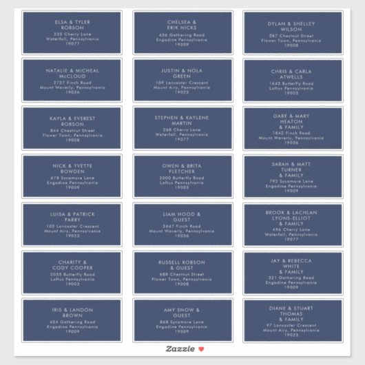 Modern Navy Blue | Silver Wedding Guest Address Sticker (Vel)