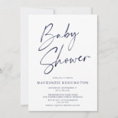 Modern Navy Blue Simple Script-Baby shower Kaart (Voorkant)