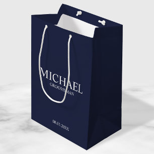 Modern Navy Blue Specialized Groomsman Medium Cadeauzakje
