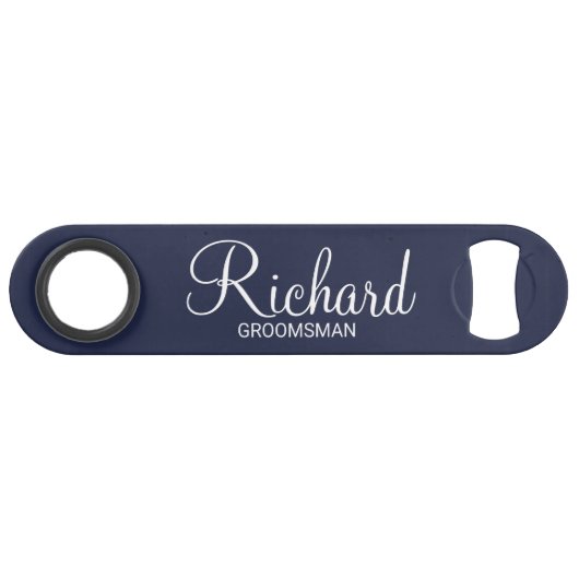 Modern Navy Blue Specialized Groomsman Speed Flessenopener (Voorkant (Horizontaal))