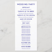 Modern Navy Blue Starfish bruiloft ceremonie progr Programma (Achterkant)