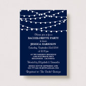 Modern Navy Blue String Lights Bachelorette Kaart